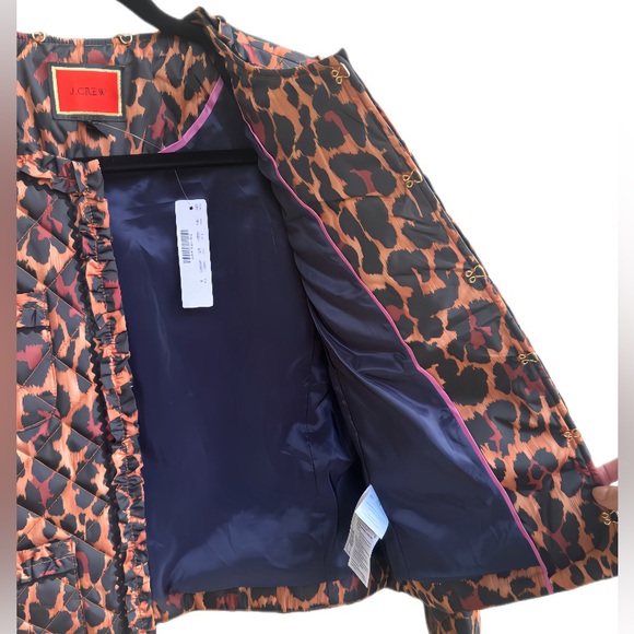 J. Crew Quilted Lady Jacket In Leopard With Primaloft® in Brown NWT Sz 8 - Picture 12 of 15